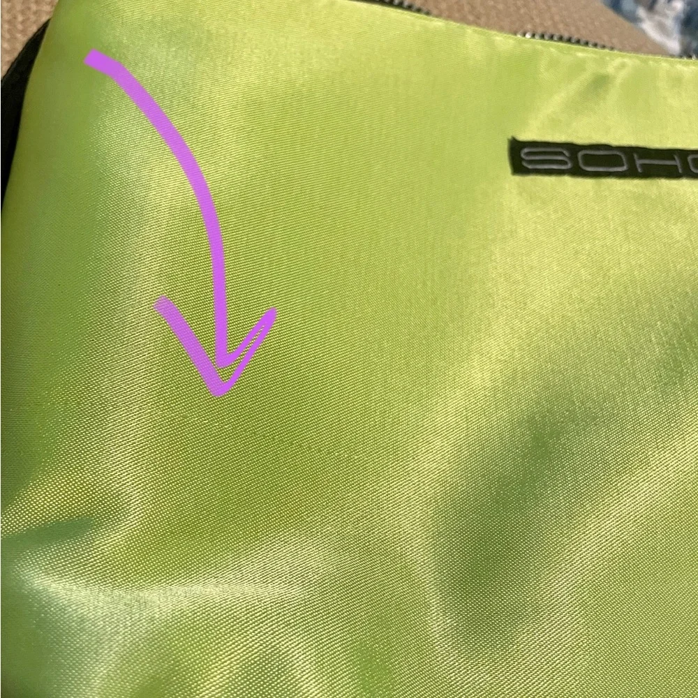 SOHO zippered travel bag NWT - lime green - nylon fabric for easy cleaning READ